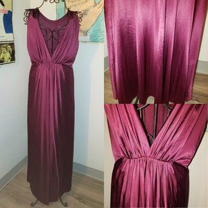 60s - Y2K Vintage Maxi Eggplant Purple Egyptian Empire Slip Dress. M